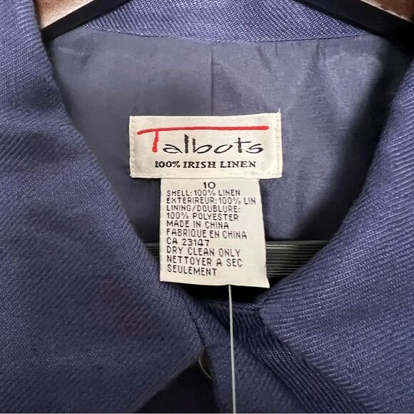 Vintage NEW Talbots Slate Blue 100% Irish Linen 5 Button Blazer Size 10 - Picture 9 of 9